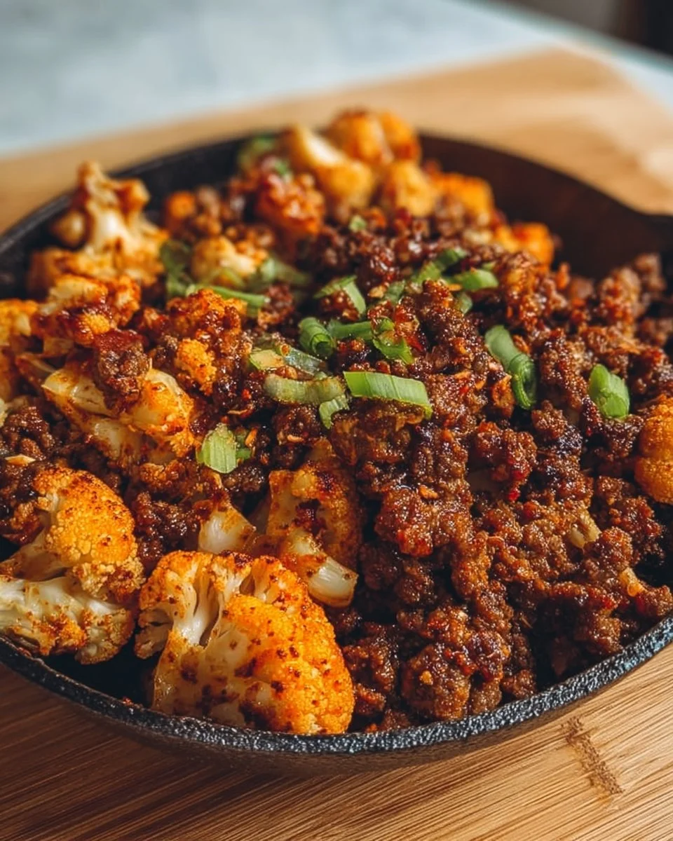 Crispy Chile Ground Beef and Cauliflower
