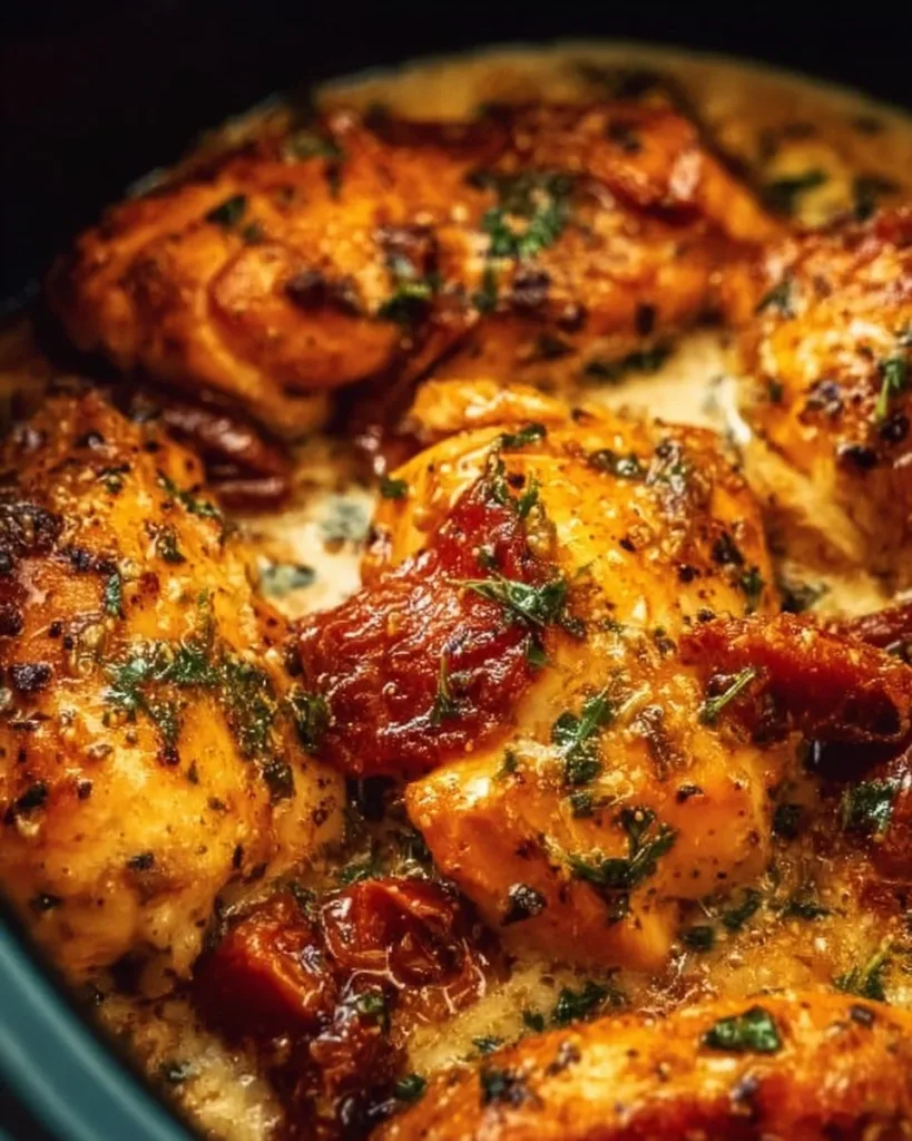 Delicious Crock Pot Marry Me Chicken served with creamy sauce and herbs.