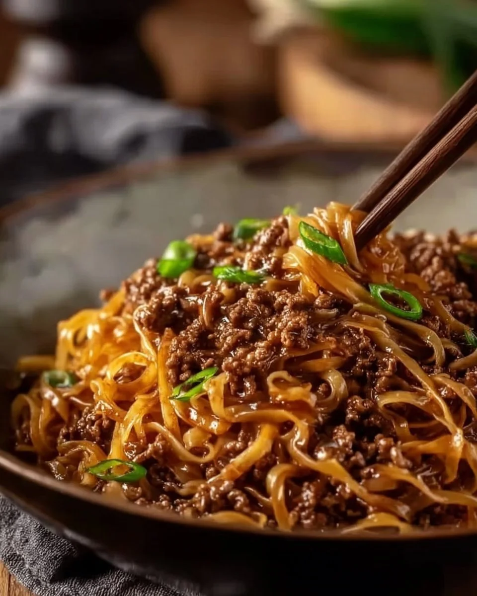 Easy Mongolian Ground Beef Noodles Recipe