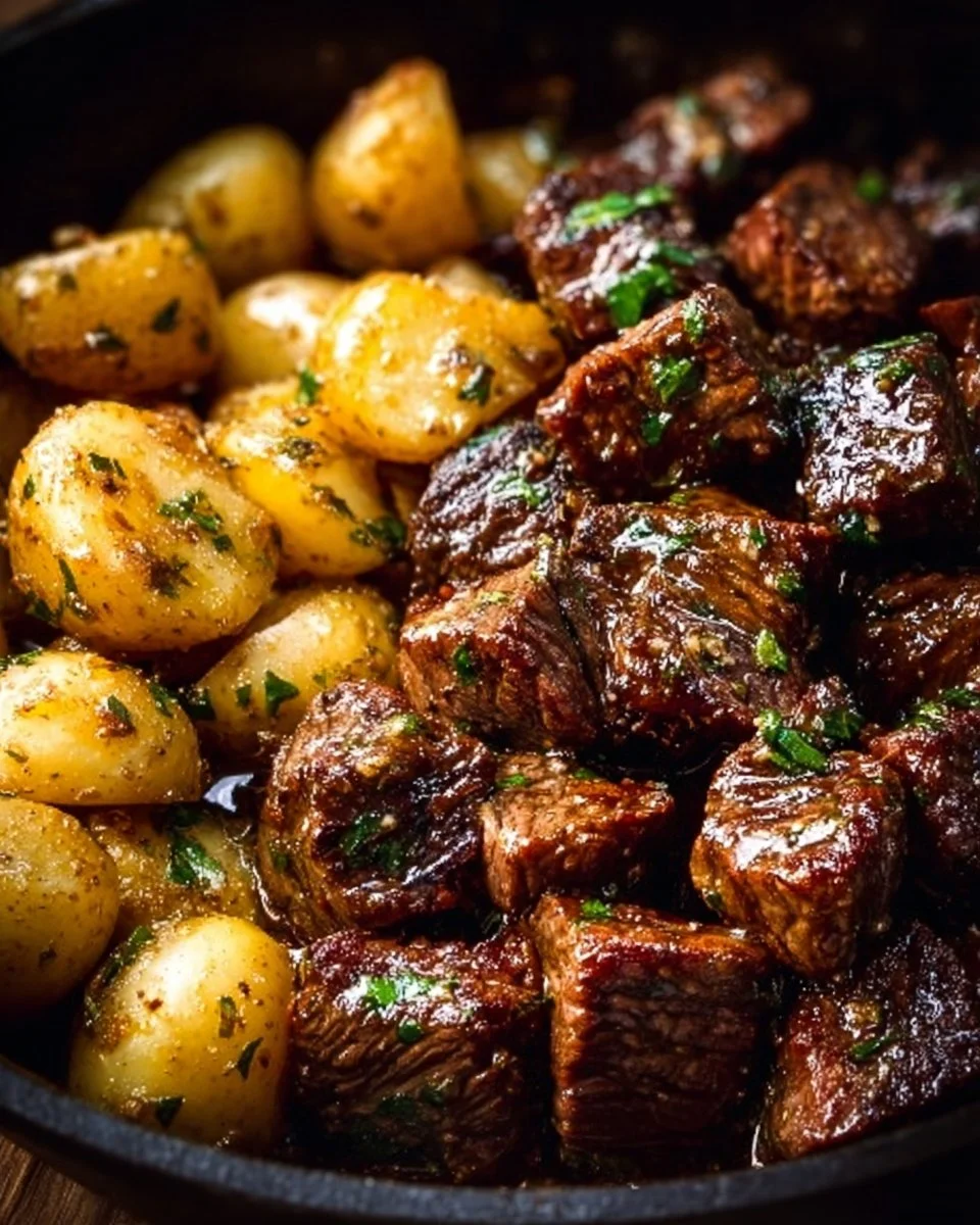 Garlic Butter Beef Bites with Potatoes