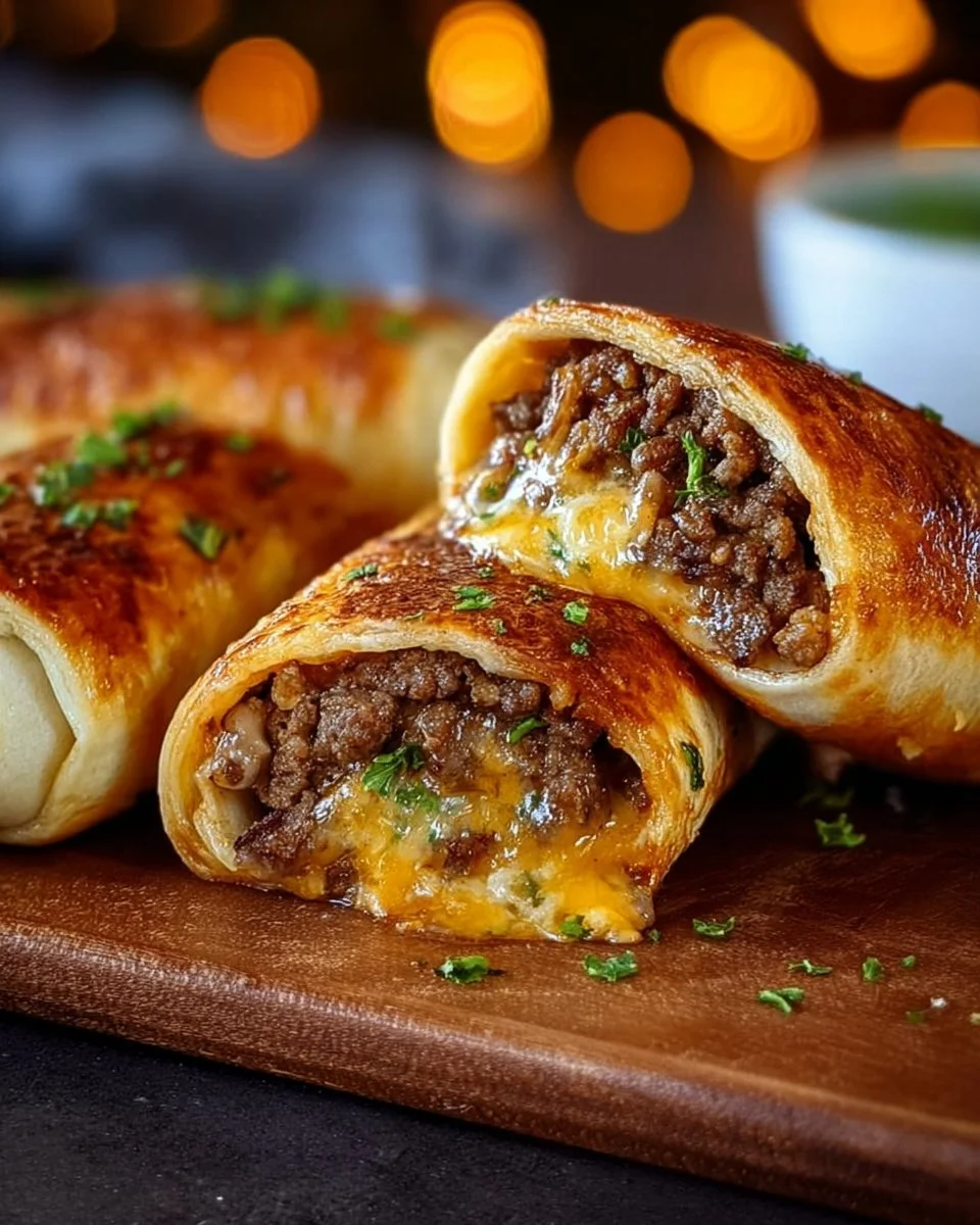 Garlic Butter Beef Cheeseburger Rollups