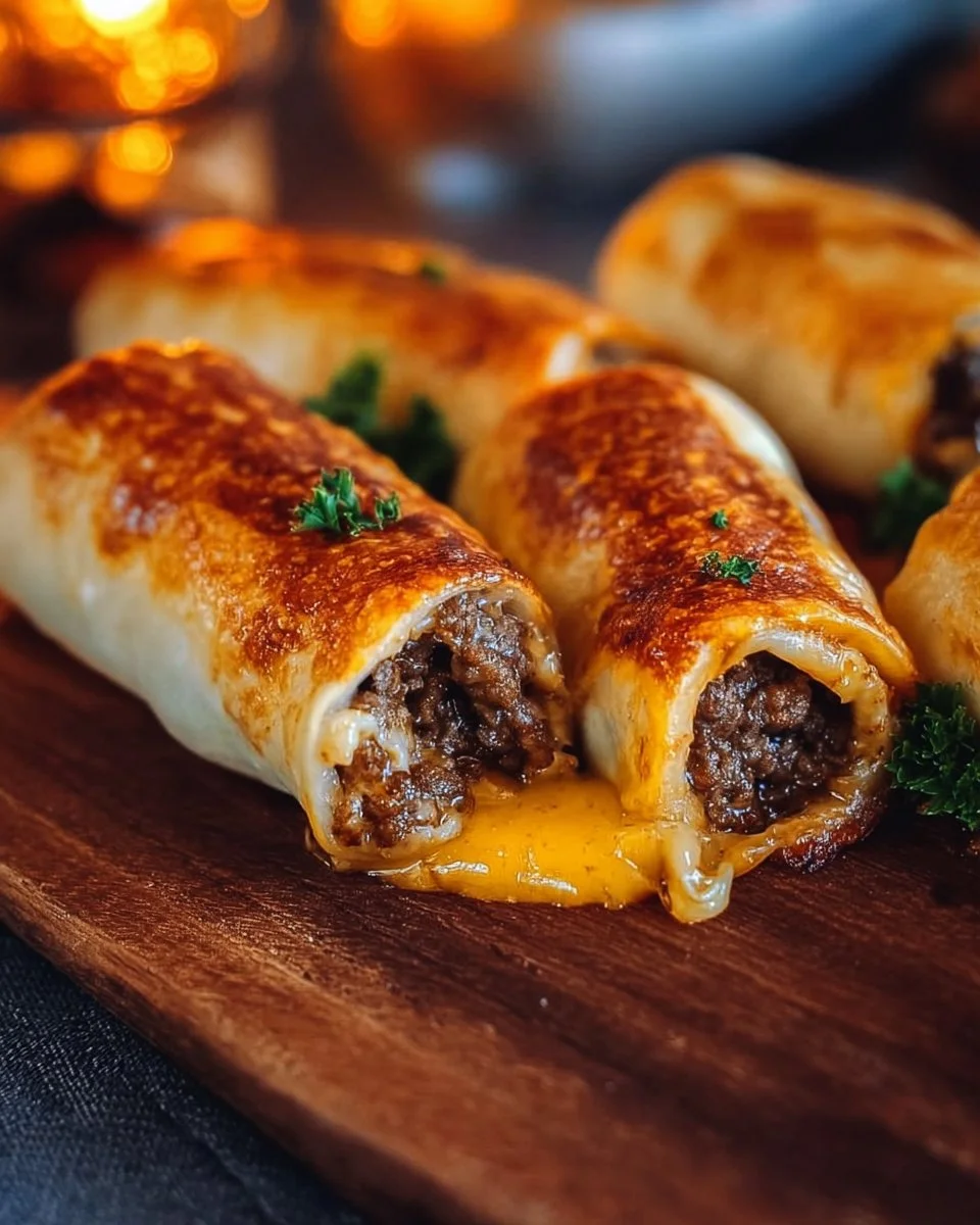 Garlic Butter Beef Cheeseburger Rollups