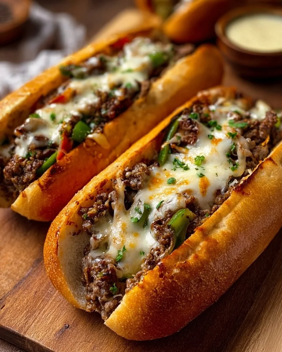 Ground Beef Philly Cheesesteaks