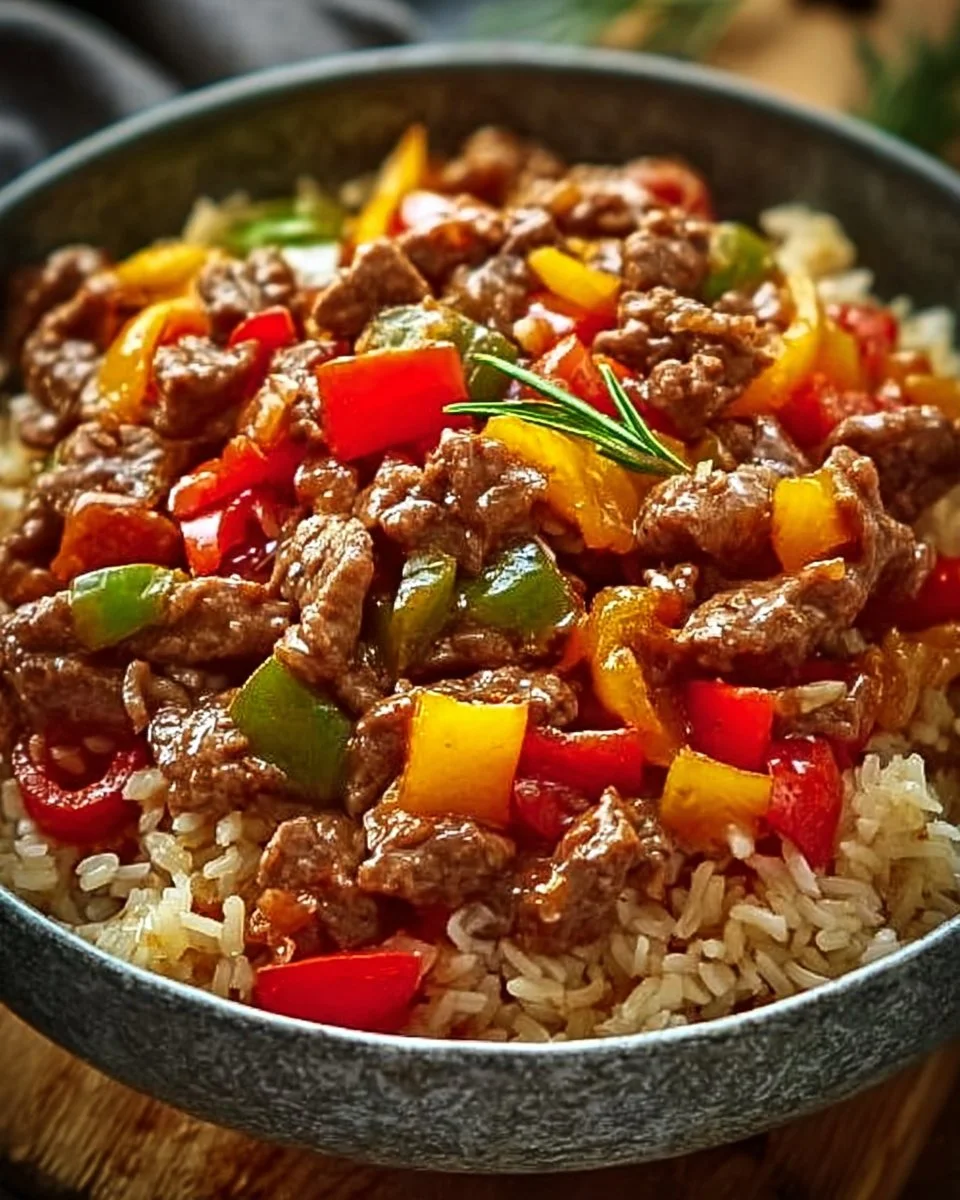 Healthy Beef and Pepper Rice Bowl