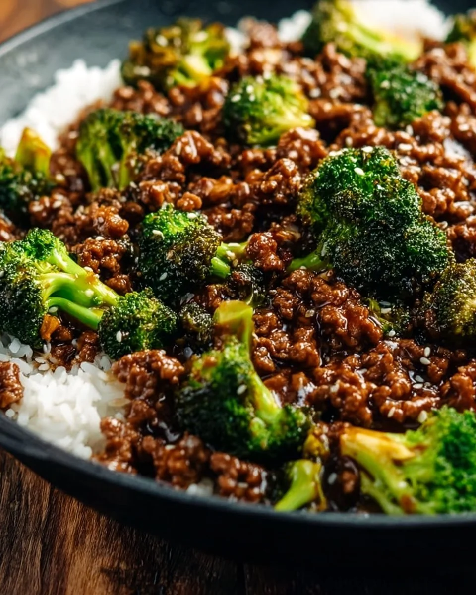 Honey Garlic Ground Beef and Broccoli Bowl