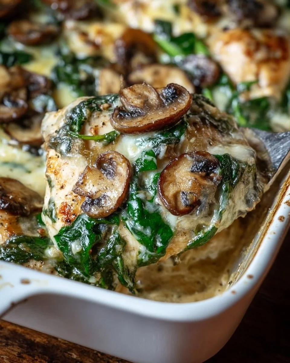 Chicken, Spinach, and Mushroom Low-Carb Oven Dish Recipe