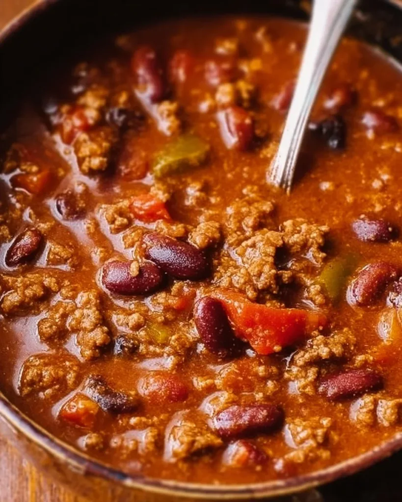 Delicious bowl of Old Fashioned Chili with beans and spices