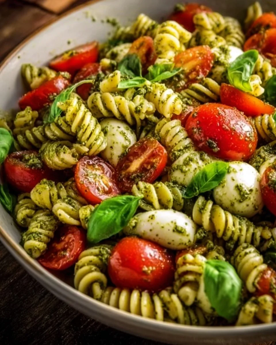 Pesto Caprese Pasta Salad