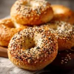 Sesame gluten-free cottage cheese bagels with a golden crust