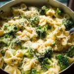 Simple Cottage Cheese Alfredo with Broccoli dish served in a bowl