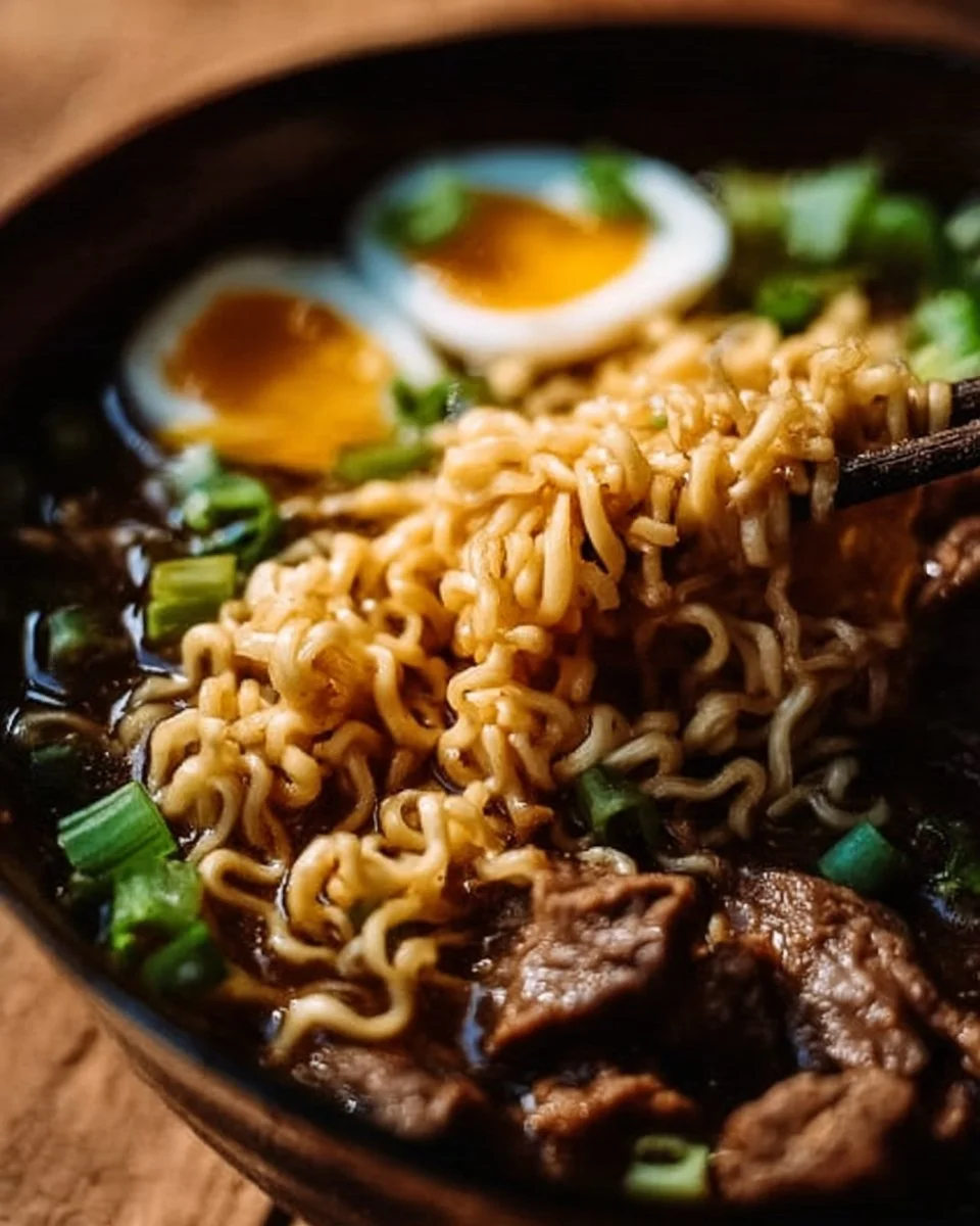 Slow Cooker Beef Ramen Noodles