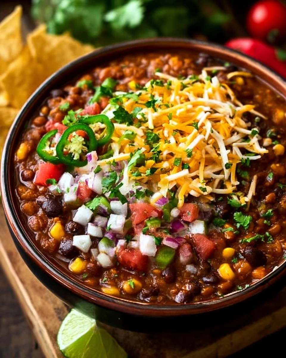 Slow Cooker Lentil Taco Chili