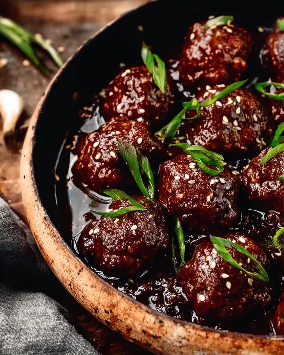 Sticky Mongolian Beef Meatballs