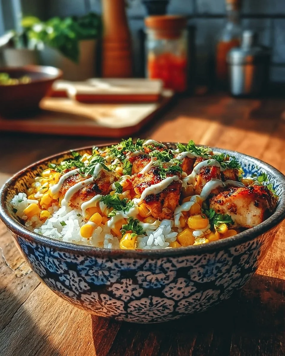 Street Corn Chicken Rice Bowl
