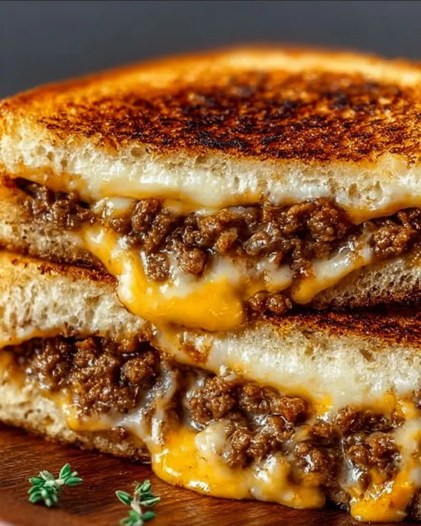 Ultimate cheesy ground beef melt with melted cheese and savory beef