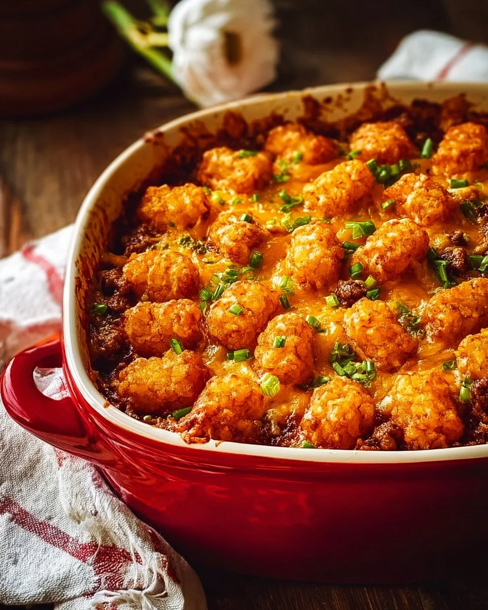 Homemade BBQ Ground Beef Tater Tot Casserole