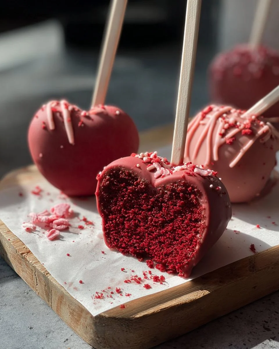 Red Velvet Cake Pops (Heart-shaped)