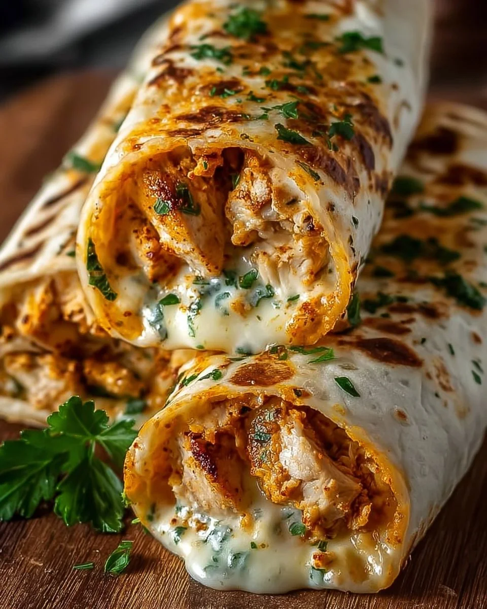 Cheesy Garlic Chicken Wraps