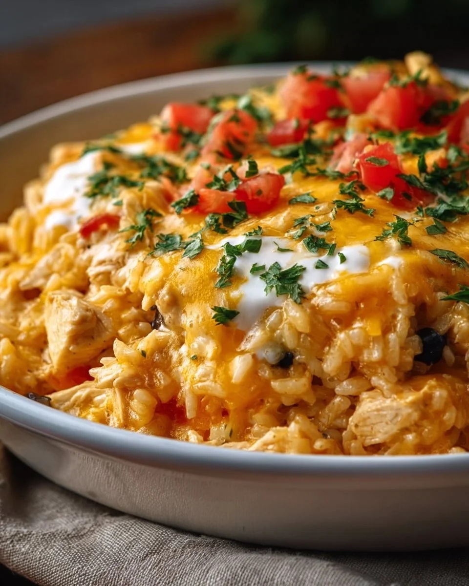 Cheesy Taco Chicken Rice Casserole