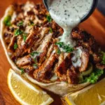 Delicious Chicken Shawarma served with creamy garlic sauce on a plate