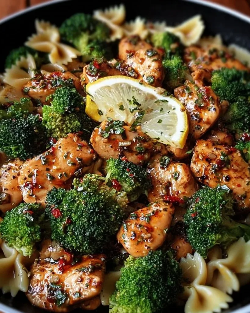 Plate of cowboy butter lemon chicken garnished with herbs and lemon slices.