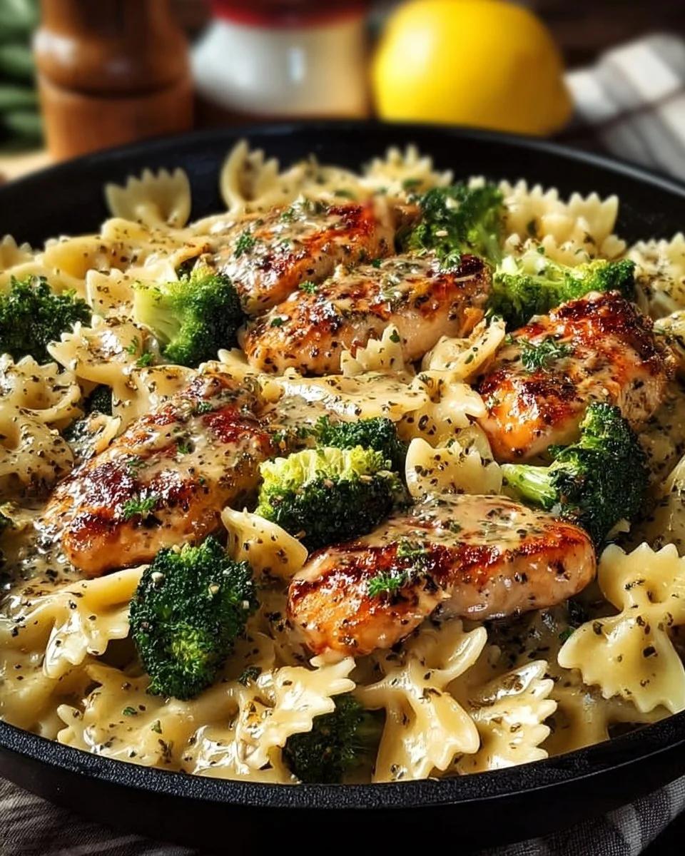 Cowboy Butter Lemon Bowtie Chicken with Broccoli