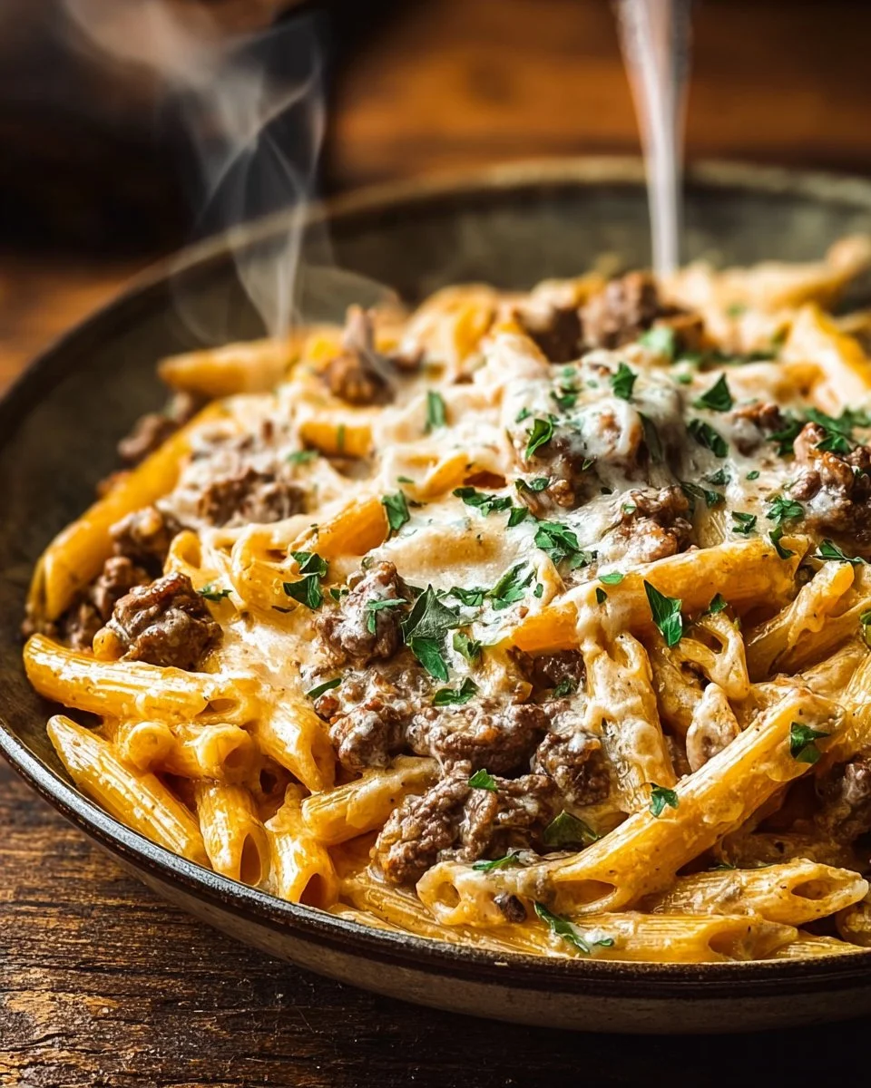 Creamy High Protein Beef Pasta