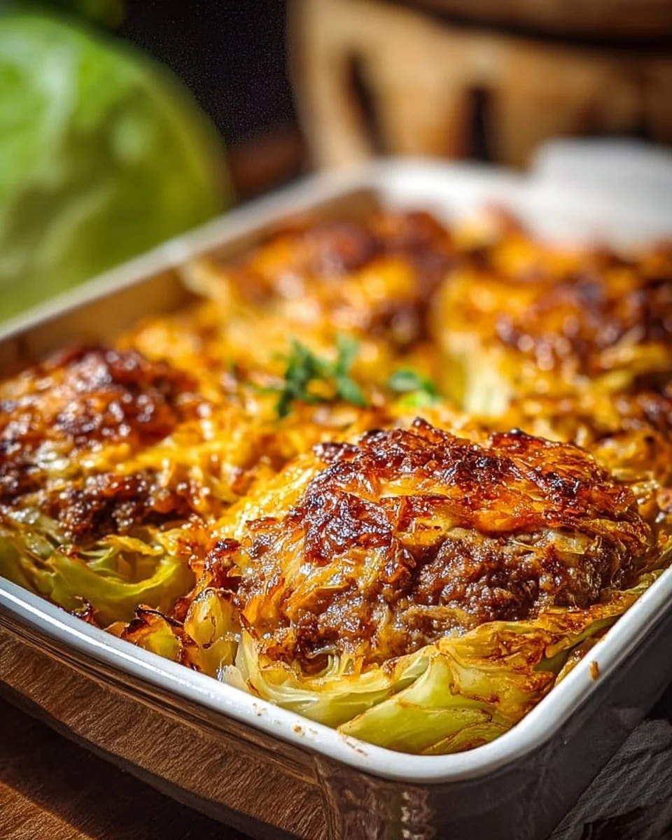 Easy Crispy Cabbage Burger Bake