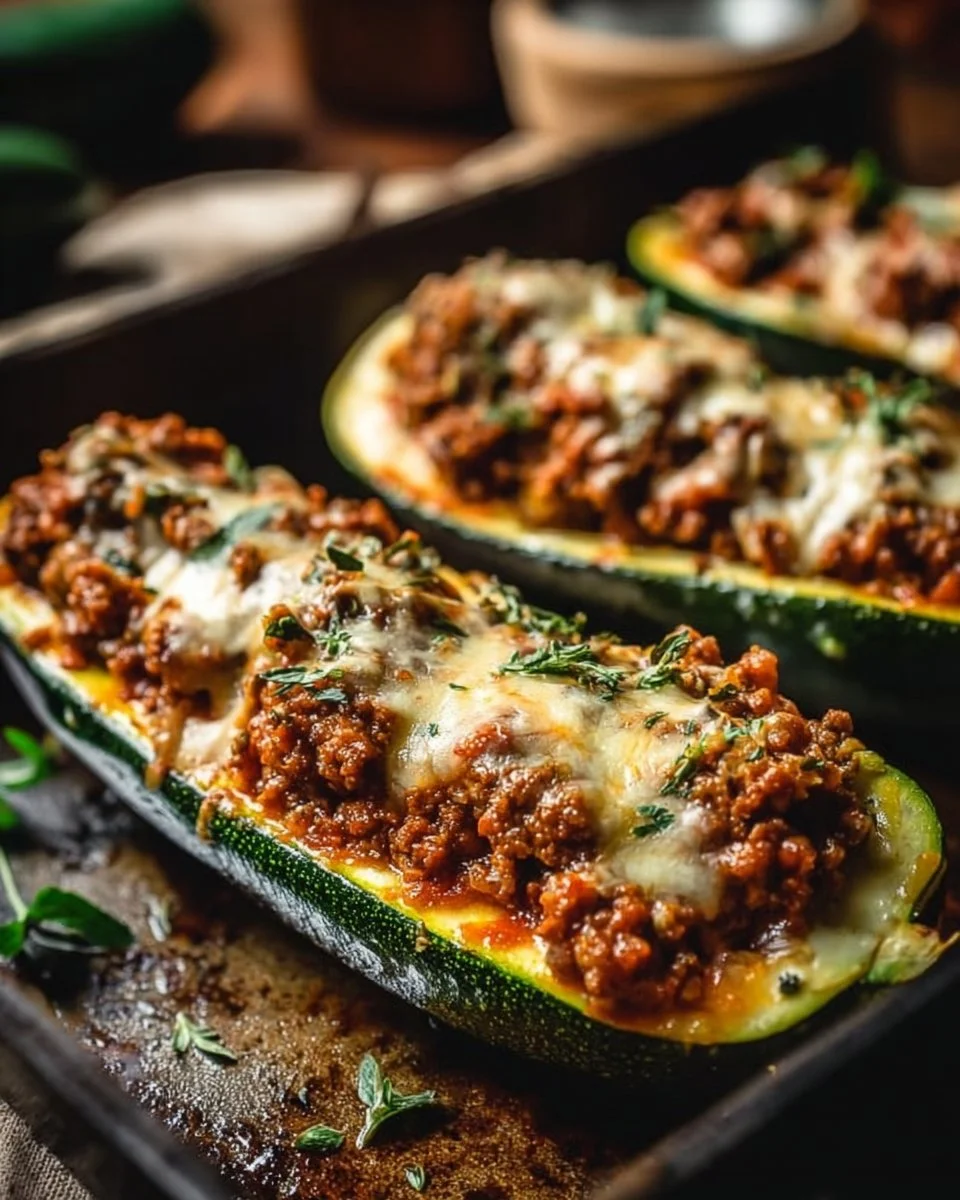 Easy Ground Beef Zucchini Boats