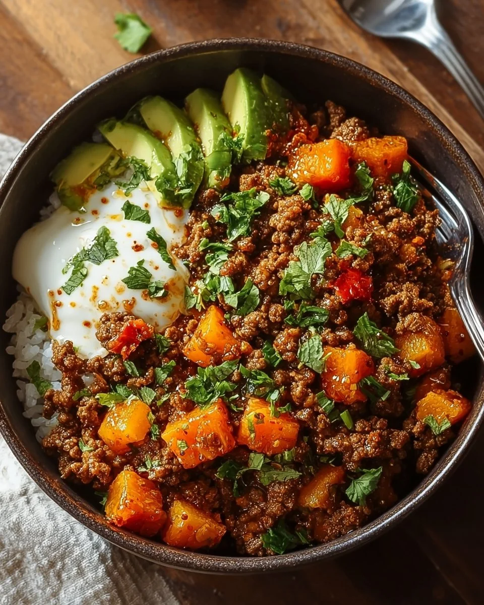 Ground Beef Hot Honey Bowl