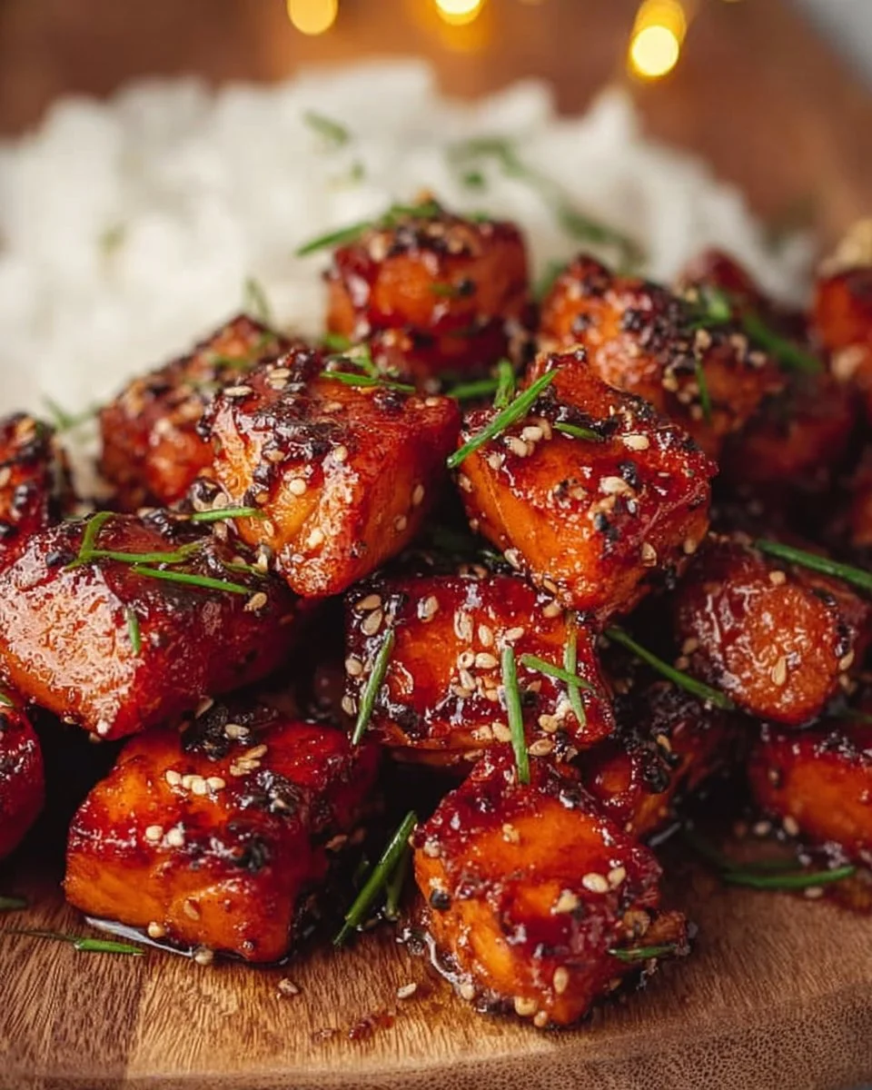 Honey Garlic Salmon Bites