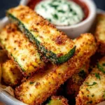 Crispy low calorie air fryer zucchini fries served in a bowl