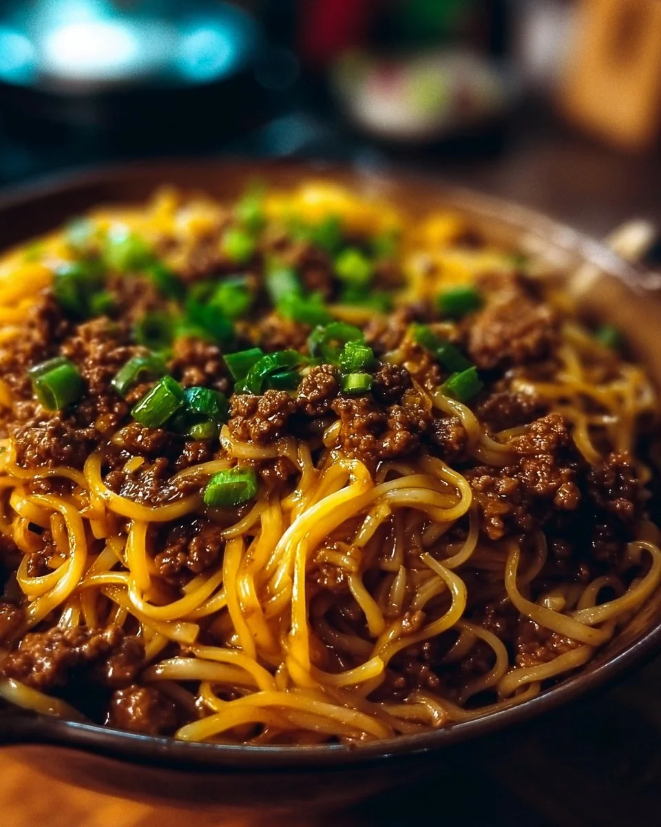 Mongolian Ground Beef Noodles