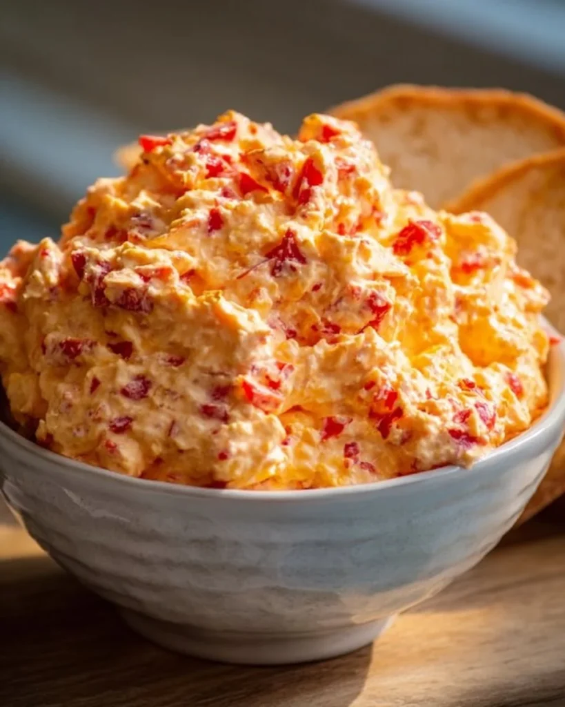 Delicious 10-minute Paula Deen pimento cheese served with crackers