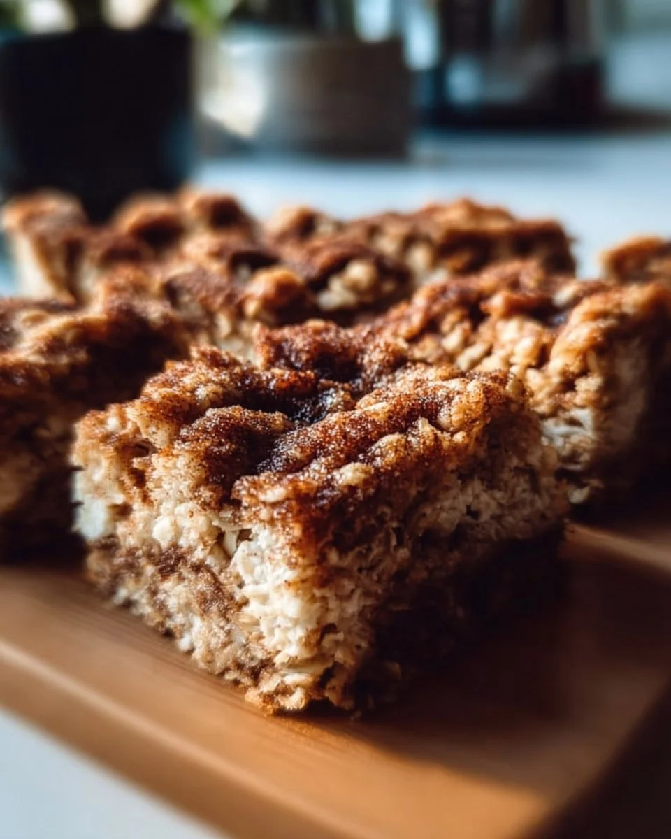 Cinnamon Roll Baked Oatmeal Squares
