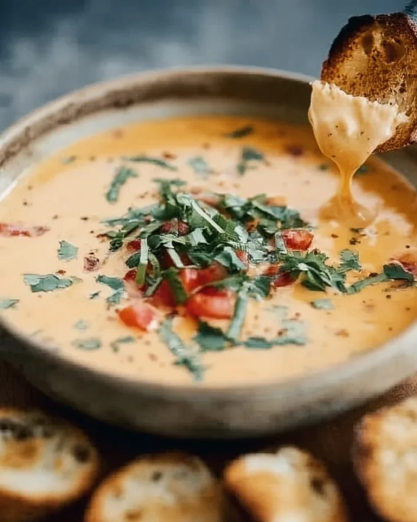 Delicious creamy queso dip perfect for parties and gatherings