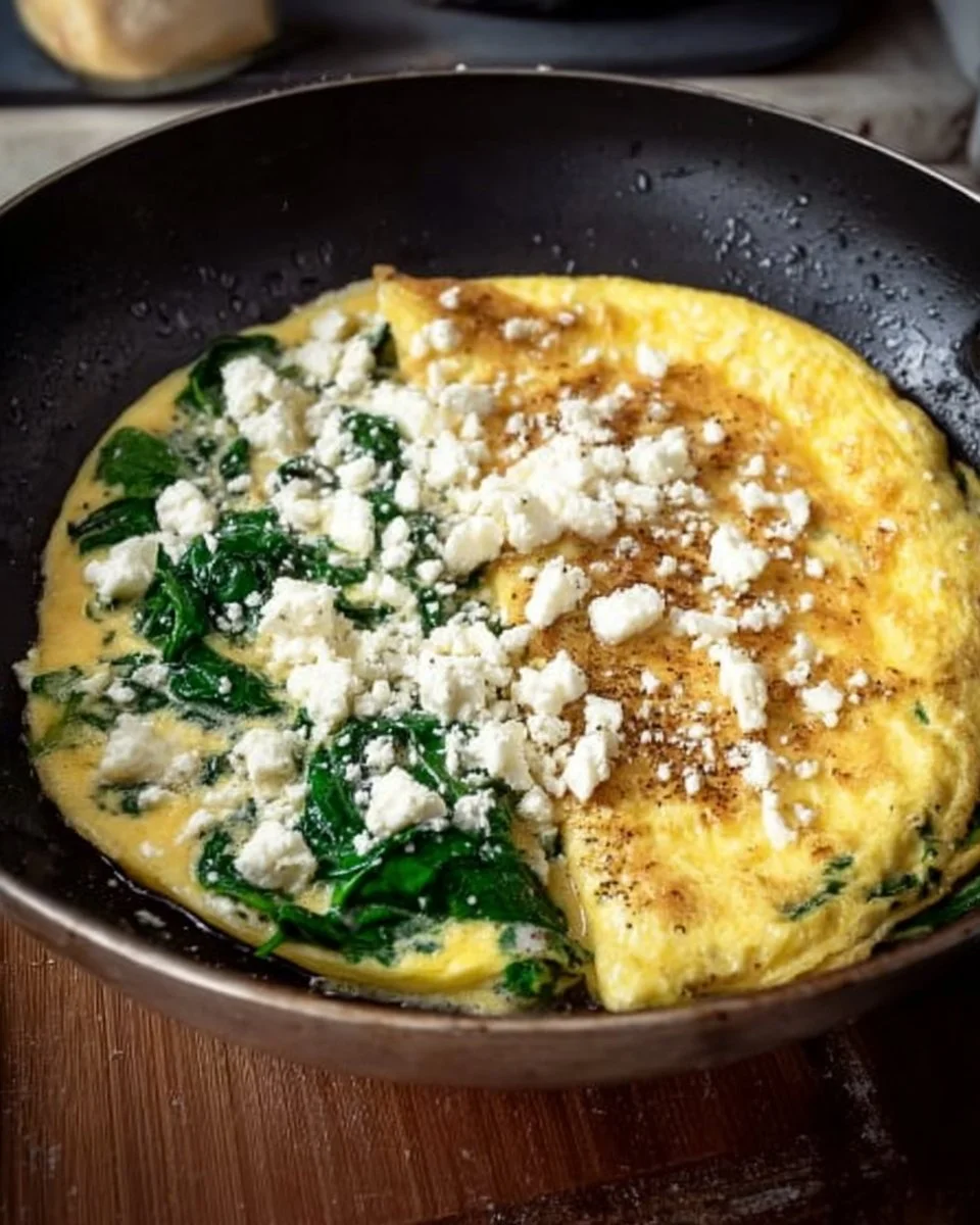 15 Minute Spinach and Feta Omelet