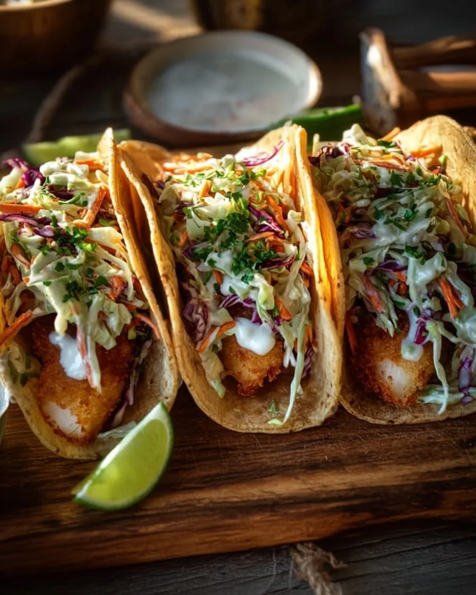 Baja Fish Tacos with Cabbage Slaw