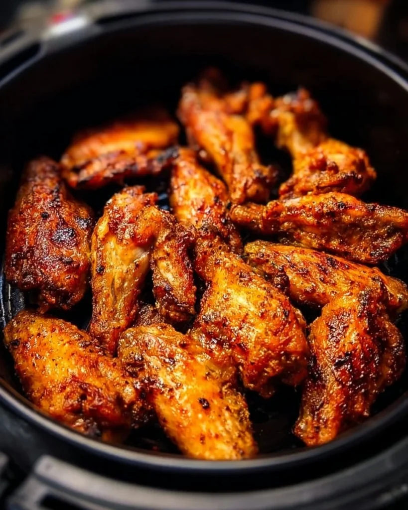 Crispy air fryer chicken wings served with dipping sauce