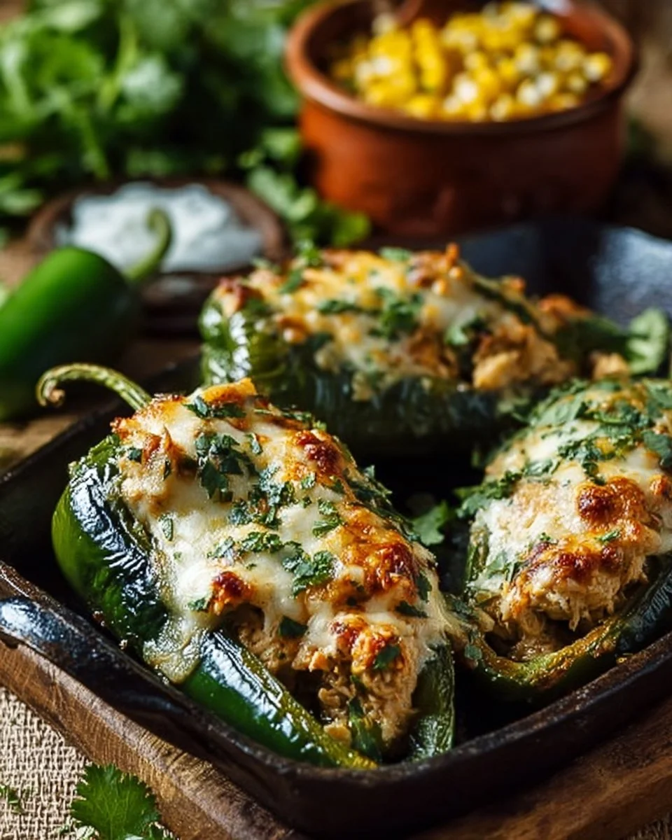Chicken Stuffed Poblano Peppers