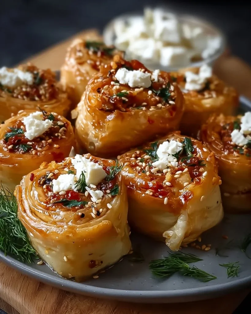 Delicious Chili Honey Feta Rolls with a spicy and sweet flavor profile.