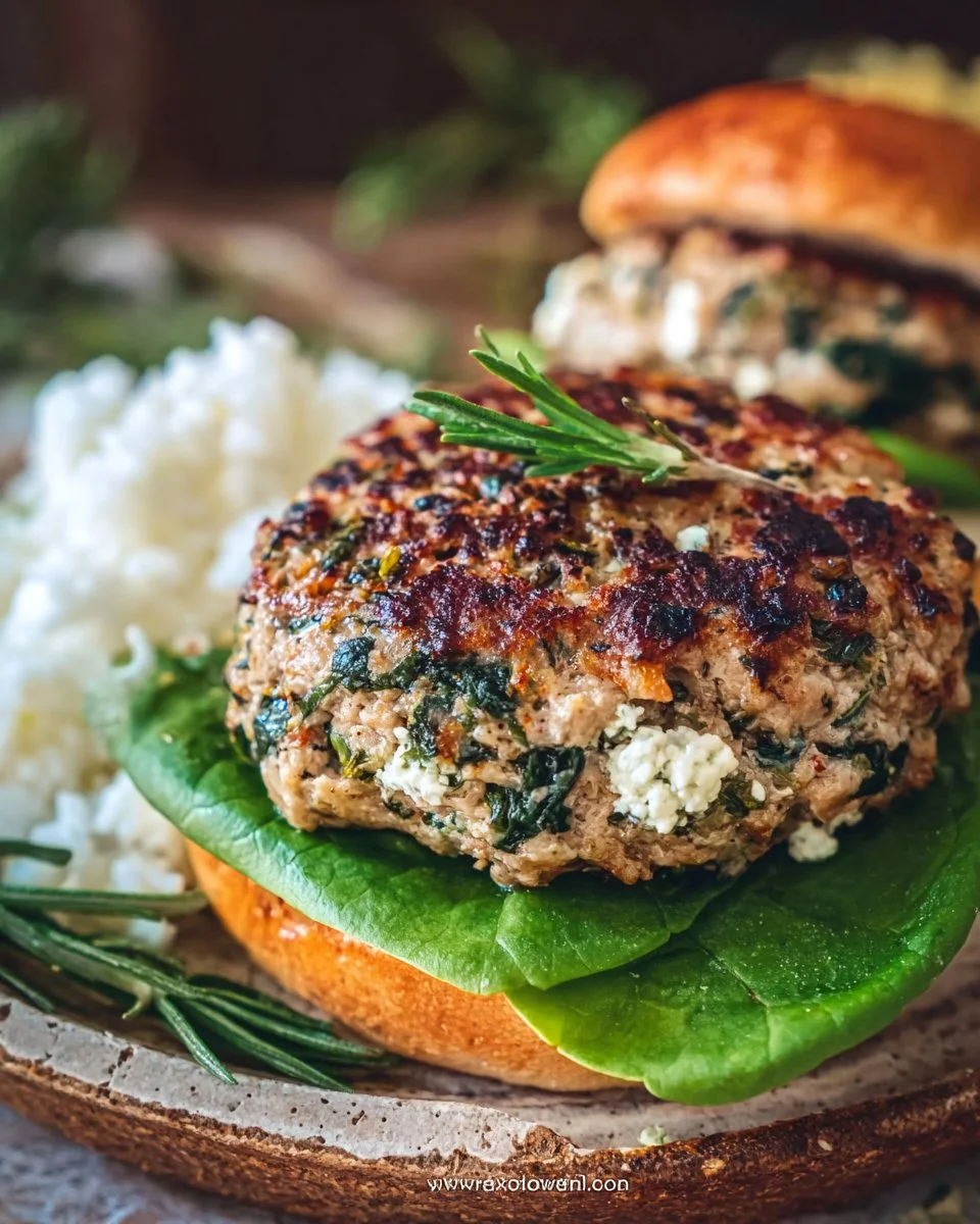 Delicious Turkey Spinach Feta Burgers