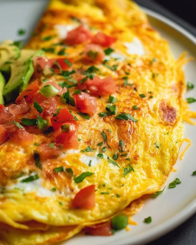 Delicious easy Mexican omelette served with fresh ingredients.