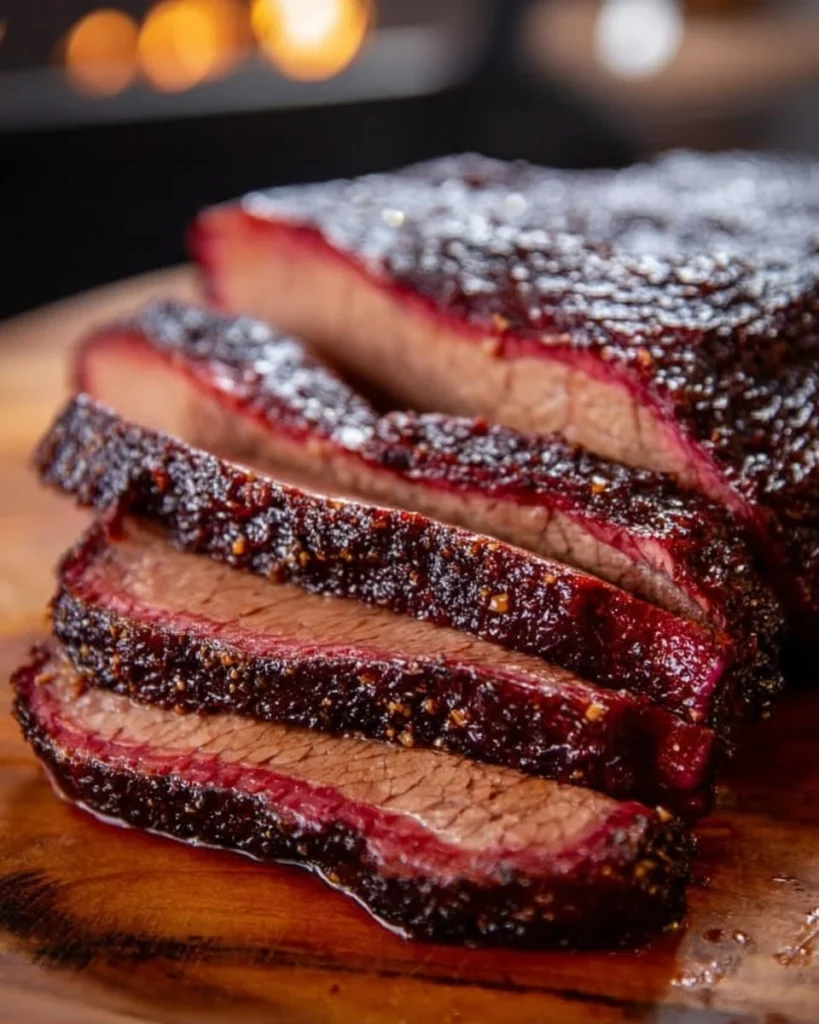 A perfectly smoked brisket showcasing rich flavor and tenderness on a cutting board.