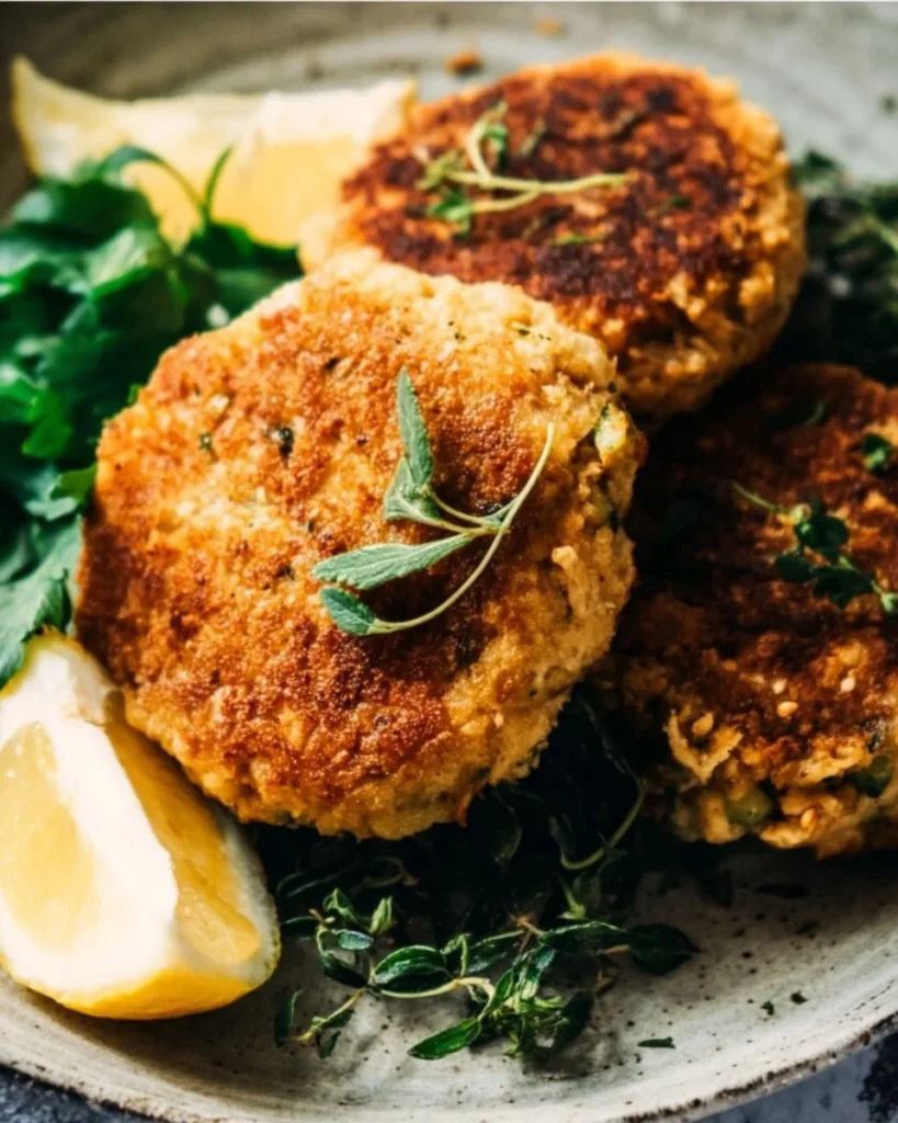 Gordon Ramsay's flavorful tuna cakes served with a garnish