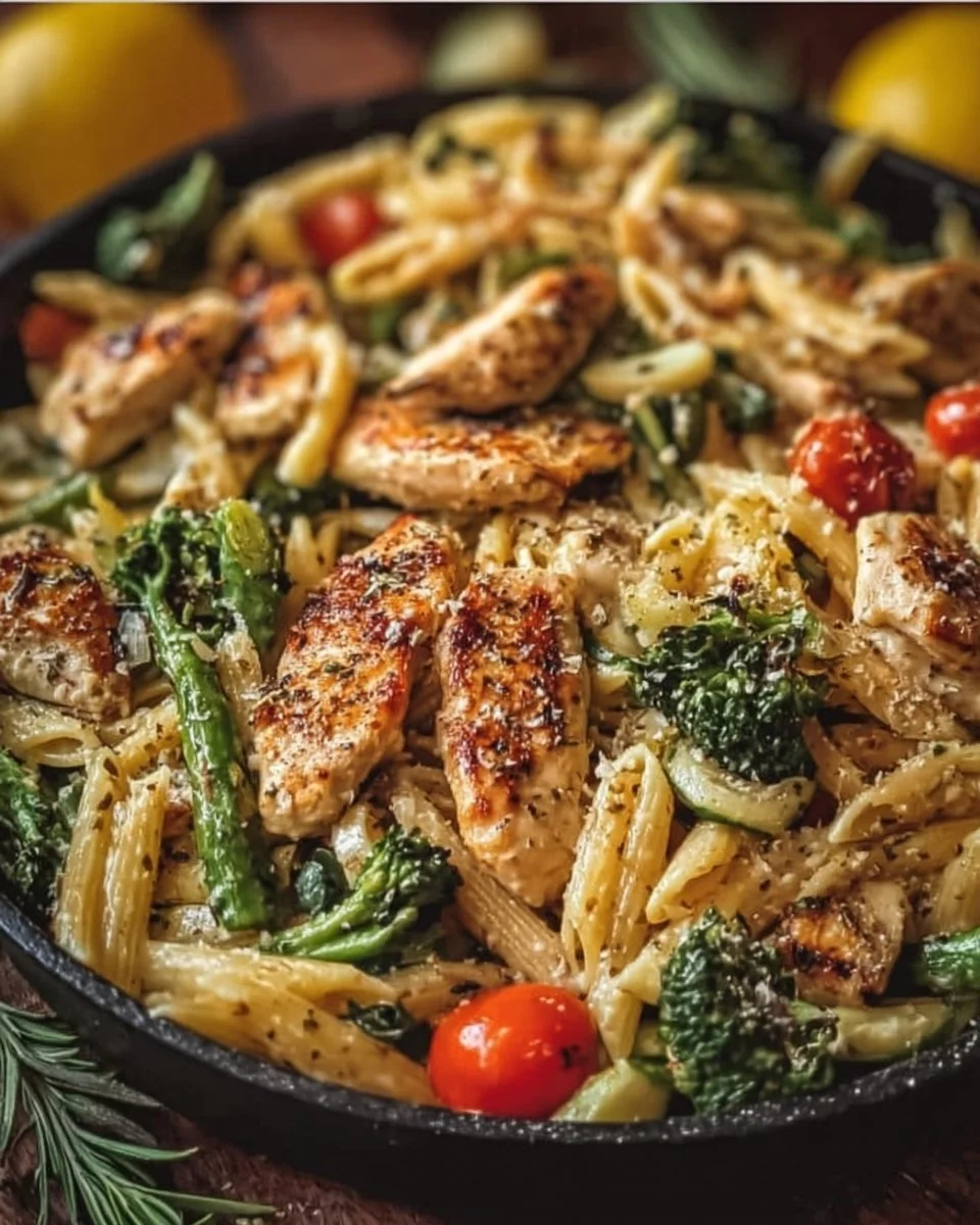 Lemon Garlic Chicken Pasta with Vegetables