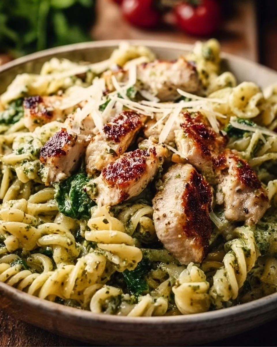 Light Pesto Pasta with Chicken
