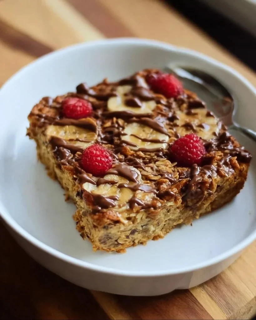 Bowl of make-ahead protein oatmeal topped with fresh fruit and nuts