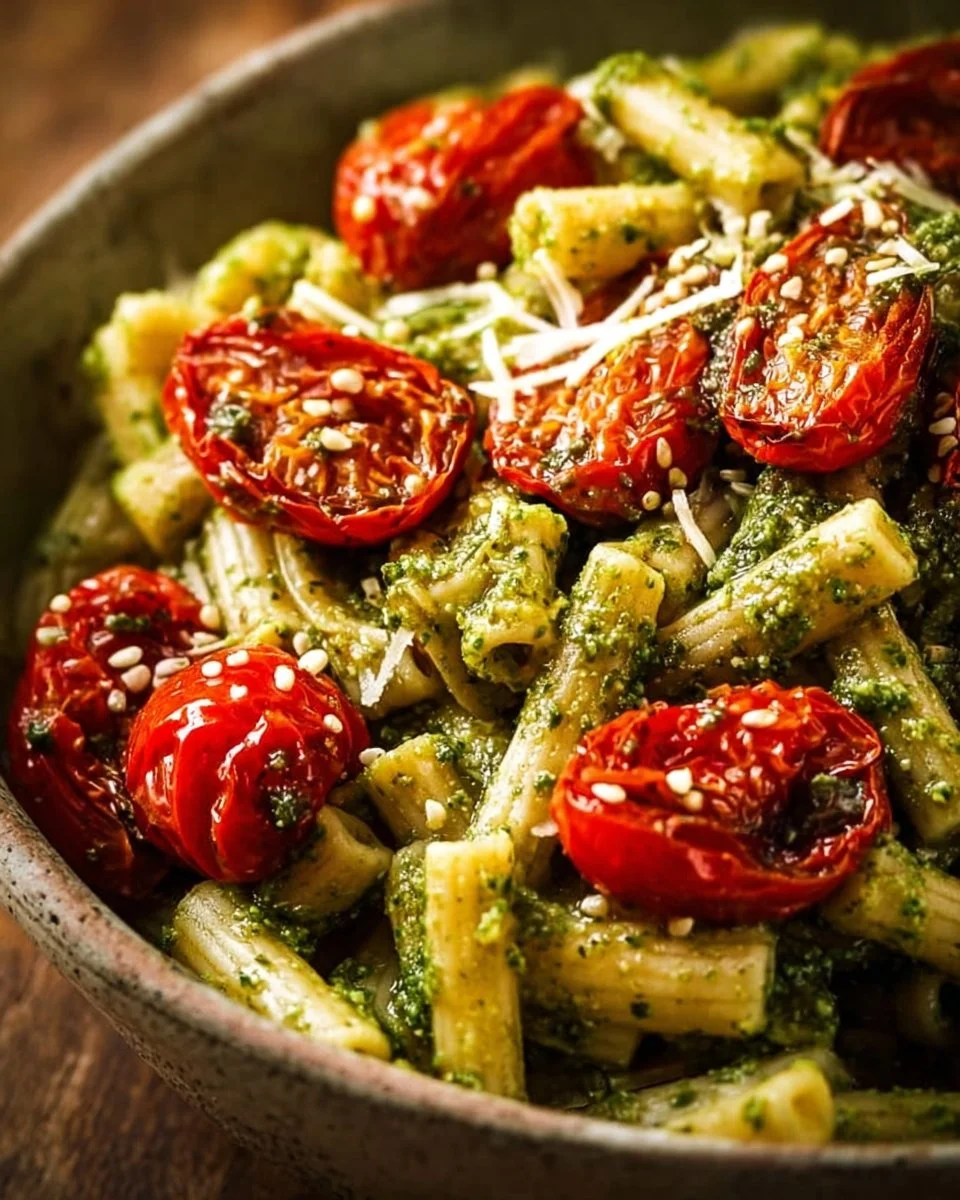 Pesto Pasta with Roasted Tomatoes