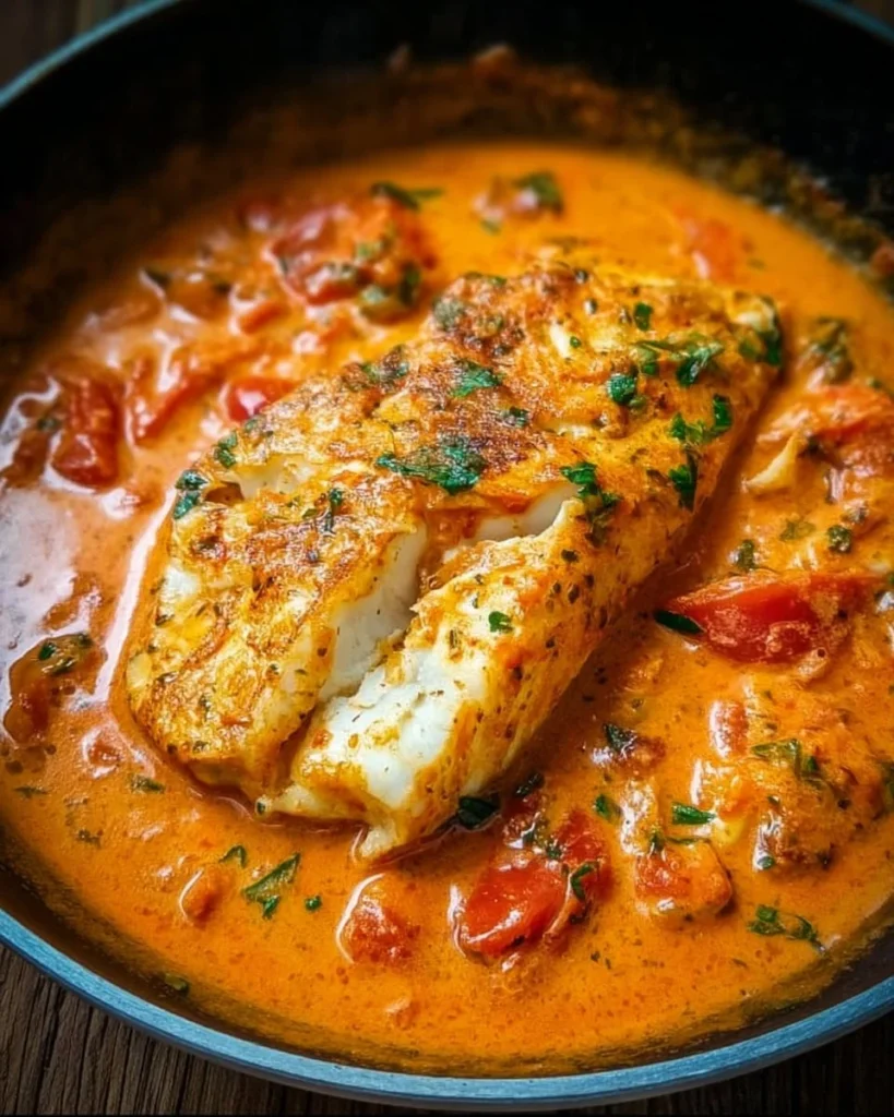 Quick tilapia fillets served in roasted pepper sauce